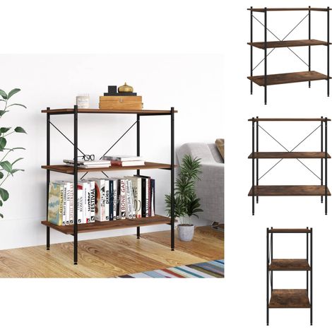 Bücherregale & Bücherschränke - Living Regal mit 3 Böden Schwarz und Natur 80x40x92 cm (1/5)
