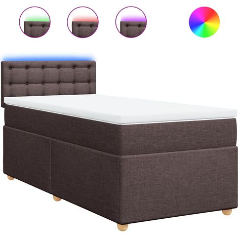 Lit simple  Lit adulte  Sommier à lattes de lit avec matelas Marron foncé 80x200 cm