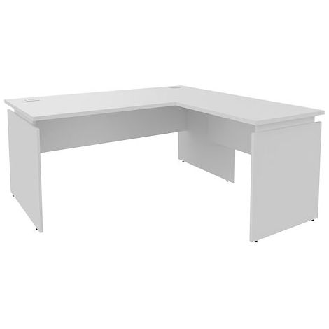 Bureau d'angle Ineo réglable en hauteur avec retour simple positionnable droite/gauche L160 x P160 cm blanc - blanc - Maxiburo (1/2)