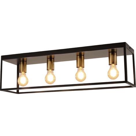 Lampa Sufitowa Industrialna Vintage 4 Punkty 72x18x20 Czarna (1/5)