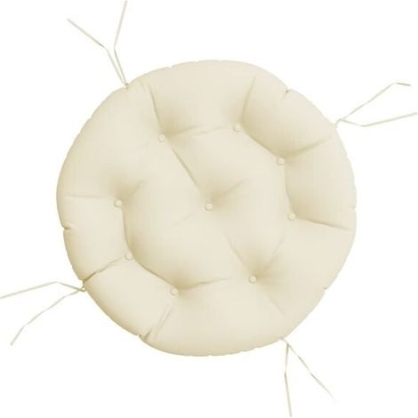 Coussin rond beige, 60 cm de diamètre et 11 cm de hauteur, en tissu Oxford. (1/5)