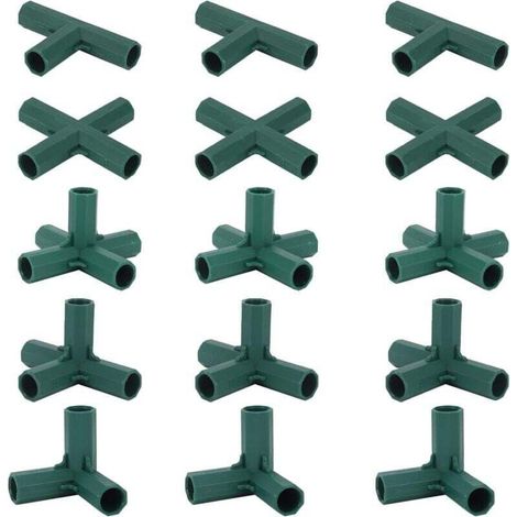 Lot de 15 Connecteurs De Cadre De Serre, Connecteurs d'angle pour Cadre De Jardin Tige d'hélice de 16 mm 4 Types de Support Stable Robuste pour Serre (1/5)