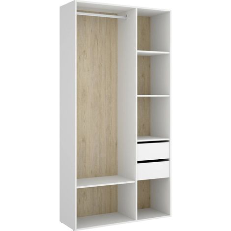 Dmora - Gran Armario Borla, Muebles de dormitorio, Vestidor, Armario de ropa, 98x45 h205 cm, Blanco y Roble
