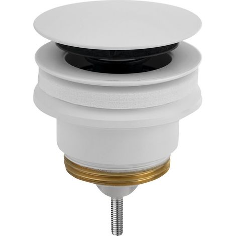 Bonde de lavabo 5/4", clic-clac, gros bouchon, 10-45mm, blanc mat (1/4)