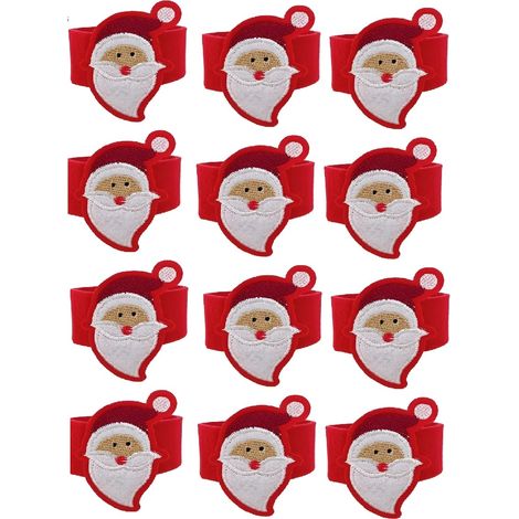 Set 12 Ferma tovaglioli Anelli Legatovagliolo con Babbo Natale rosso Decorazione Natalizia Tavola Elegante  Natalizio per Cena, Pranzo, Feste