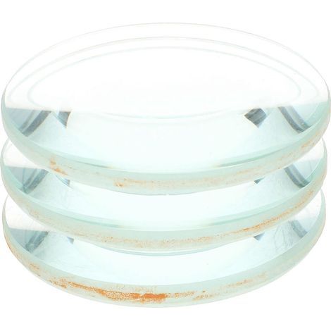 Satz aus 3 bikonvexen optischen Glaslinsen, 50 mm Durchmesser, 100 mm Brennweite, für Labore – 5 x 5 cm (1/4)