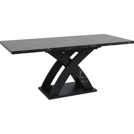 Table à manger extensible en MDF et métal, 120-160 cm, design noir et blanc, pour 6 personnes (1/5)