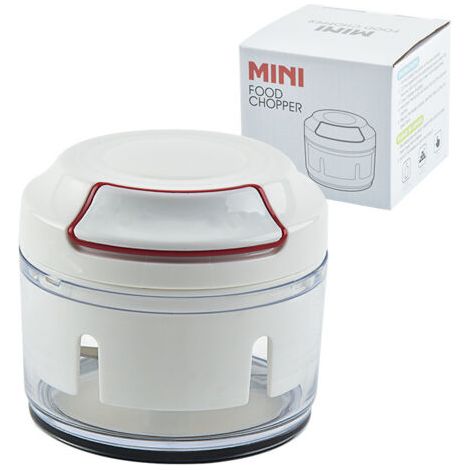 Mini hachoir à légumes manuel avec 2 lames incurvées en acier inoxydable, hachoir à ail, blanc (1/5)