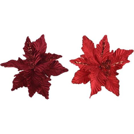 Decoris Clip Stella di Natale - Petali con Paillettes - 24x7 cm