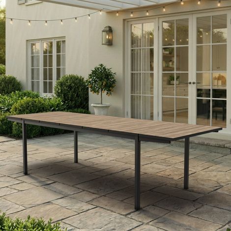 Gartentisch Hannibal, 12 Personen, Seitenauszug-Mechanismus, 267x90x76h cm, Nussbaum Braun (1/5)