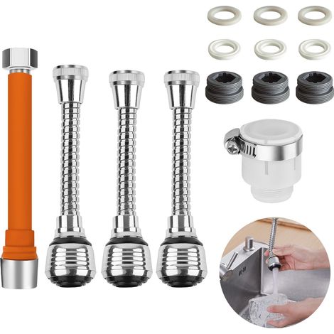 Prolongateur de Robinet pour Cuisine, Extension de Robinet Rotative à 360° avec Tuyau, Flexible Embout Robinet pour Cuisine Evier (1/5)