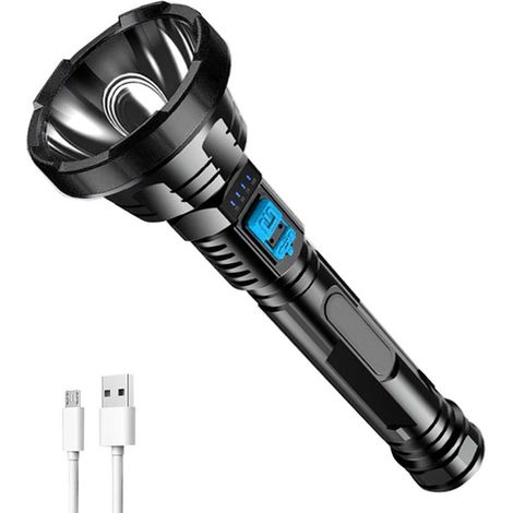 Torcia a LED potente e ultra luminosa, ricaricabile tramite USB, ideale per campeggio e caccia. (1/5)