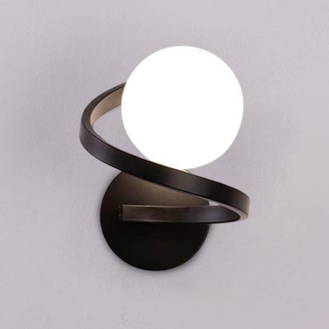 Applique da parete a LED per interni, applique in vetro, lampada a sfera in vetro, lampada a sfera con design a spirale, applique in stile Art Déco, applique da parete vintage per interni per soggiorn