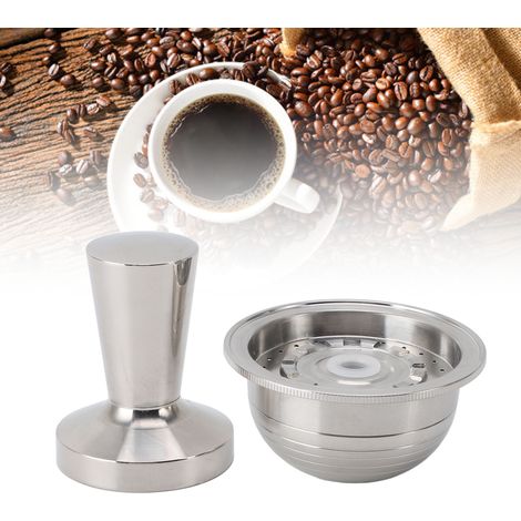 Filtro de cápsulas de café recargable de acero inoxidable para máquinas VERTUOLINE con dosificador, almohadilla de filtro y cepillo. (1/5)