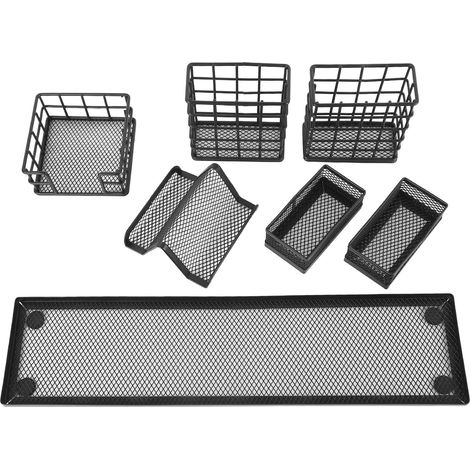 7-teiliges Schreibtisch-Organizer-Set mit Gitterstruktur, multifunktionaler Handyhalter, Aufbewahrung für Büroklammern und Bürobedarf (1/5)