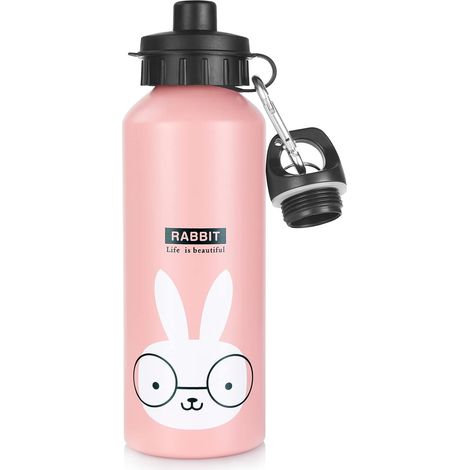 500 ML Tasse de Dessin Animé en Aluminium, Légère Sport Bouteille d'eau pour enfants avec Bouchon Anti-Fuites, Gourde Enfant en Aluminium sans BPA pour Voyage en plein air Sports École (1/5)