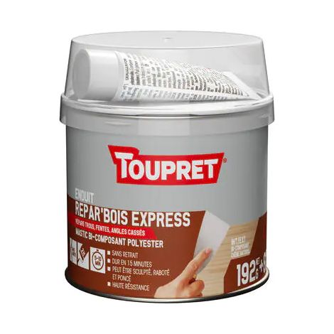 ENDUIT REPAR'BOIS EXPRESS 200G REPARATION BOIS INTERIEUR/EXTERIEUR TOUPRET BCRPPBO0.2 (1/2)