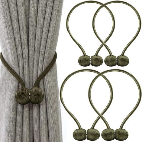Correas magnéticas para cortinas con hebilla, presilla para casco, longitud total 48 cm (verde) (1/5)