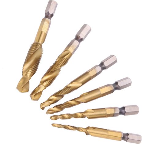 Kit 6 Forets Tarauds HSS 6542 M3 M4 M5 M6 M8 M10, Outils de Filetage Longue Type, Acier Rapide (1/5)