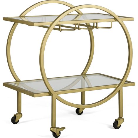 Bar Doré Élégant en Verre et Métal - Doré Éclatant et Verre Transparent (1/4)
