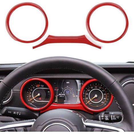 2Pcs ABS Dashboard Covers Interior Accessories for Jeep Wrangler 2018-2023 JL JLU Sport X Sahara Rubicon Gladiator JT Red (1/5)