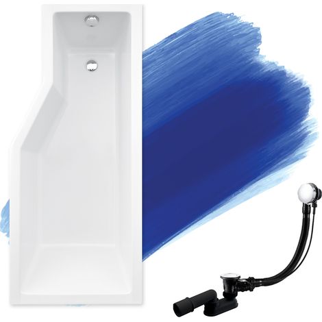 Baignoire Bain d'angle 170x75 Droite, Siphon de bain et pieds (support) - Set 3en1 - Fabriqué en UE - BADLAND INTEGRA