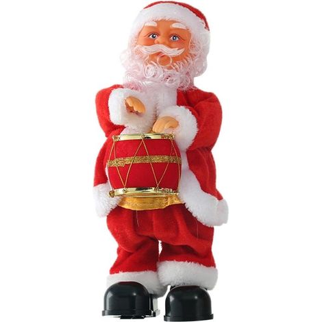 Chanter Danser Père Noël Marcher Pied Jouer Tambour Noël Père Noël Jouet Électrique Musical Xmas Figurines Poupée Décoration Cadeau pour Noël Nouvel An (1/3)