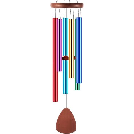 Carillon éolien rétro en métal de 65 cm (25,5 po), tube en aluminium, fait main, cadeau pour la maison et le jardin, couleur pin. (1/3)