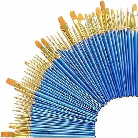 Pinceau d’art, Lot de 50 Peinture Brosse et Pinceau Professionnel pour Peinture Acrylique, à l'Huile, Gouache (50 Pcs) (1/5)