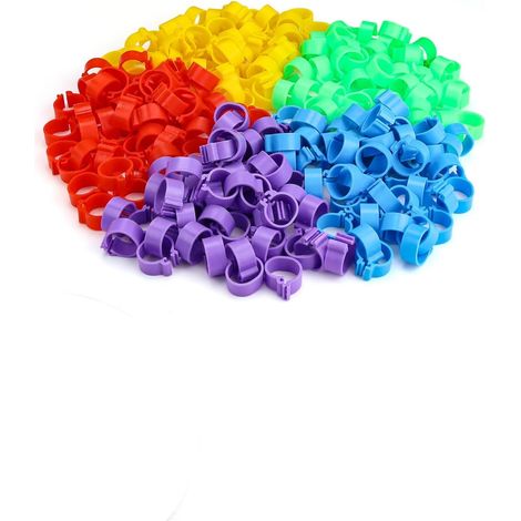 250 Anneaux De Patte, 16mm Bague Pour Volaille, PP Robuste, 5 Couleurs, Pour Poules Canards Oies (1/5)