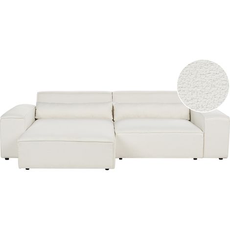 Moderno sofá esquinero modular 2 plazas tapizado de bouclé blanco derecho Hellnar (1/5)