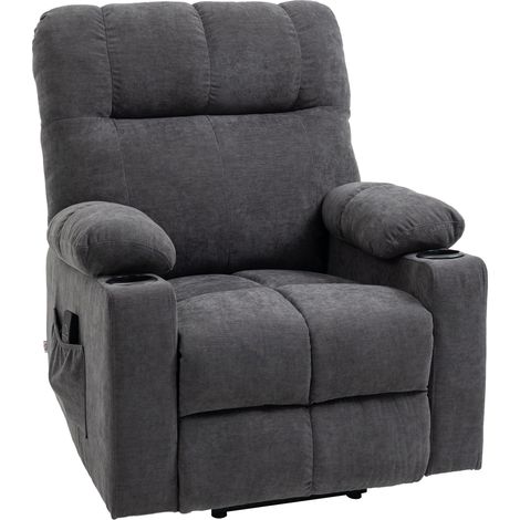 Fauteuil relax pour seniors, inclinable avec télécommande, 144 x 91 x 88 cm, gris foncé (1/5)