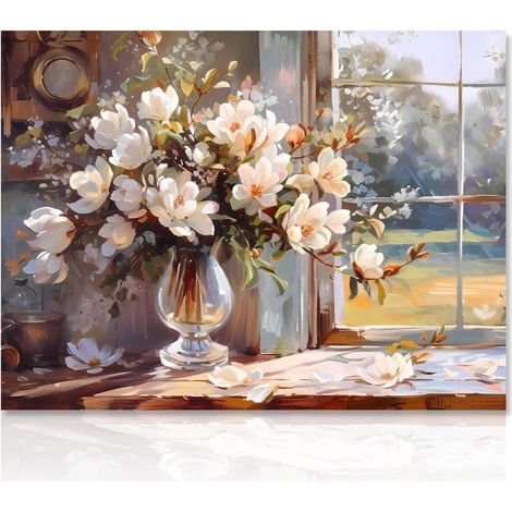 Bauernhof Blumen Leinwand Bilder Rustikal Wanddekoration 30×40 cm (1/5)