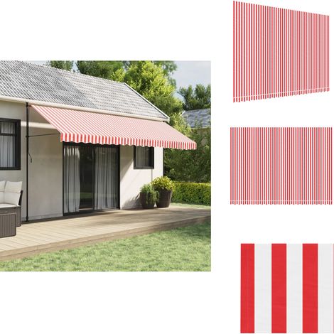 Markisenbespannung Rot und Weiß Gestreift 5x3,5 m - Markisenstoff - Markisenzelt - Sonnenschutz - Gartendeko - Outdoor Dekoration (1/5)