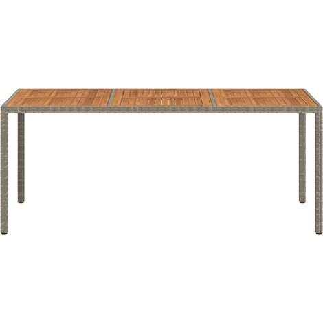 Table de jardin Table d'appoint, Table de Balcon, 190x90x75 cm Résine tressée/bois d'acacia Gris OIB5342E (1/4)
