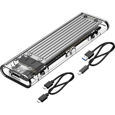 ORICO NVMe M.2 auf USB 3.1 Gen2 Typ-C 10 Gbit/s Transparentes externes Adaptergehäuse für 2280 PCI-E Festplatte (1/4)