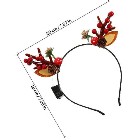 Serre-têtes de Noël lumineux en forme de renne, 2 pièces, couleurs assorties (1/4)