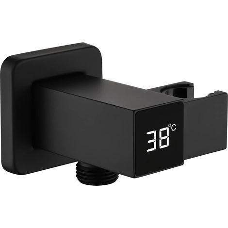 Support Pommeau de Douche Noir Support de Pommeau de Douche Laiton Support de Tête de Douche Montage Mural Support de Douchette Rectangle Support Douchette avec Affichage Numérique (1/5)
