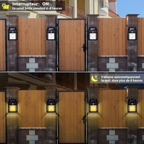 Lampe Solaire Exterieur, Lampe Murale Solaire avec Détecteur de Mouvement, 3 Modes Applique extérieure Murale Solaire, IP65 Imperméable, Pour Jardin, Balcon, Cour (8 Pack) (1/4)