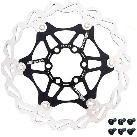 Disque de frein flottant vélo 180 mm, rotor de vélo avec 6 boulons pour VTT BMX (Noir 180 mm) (1/5)