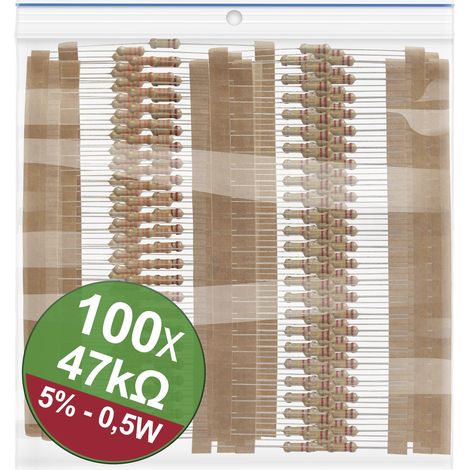 Quadrios 22P122 22P122 Kohleschicht-Widerstand Sortiment 47 kΩ axial bedrahtet 0.5 W 5 % 1 Set