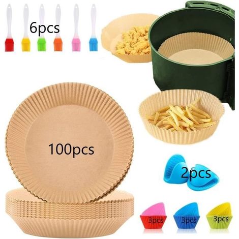 Papier Sulfurisé Jetable - Air Fryer - 117 Pièces - Résistant à l'Huile - Antiadhésif - Dégradable (1/4)