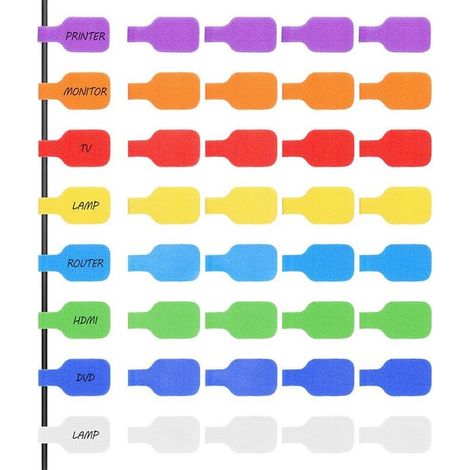 Paquete de 64 etiquetas para cables, marcadores para escribir, etiquetas para plantas, etiquetas multiusos en 8 colores, 4,5 x 2 cm, reutilizables (1/5)