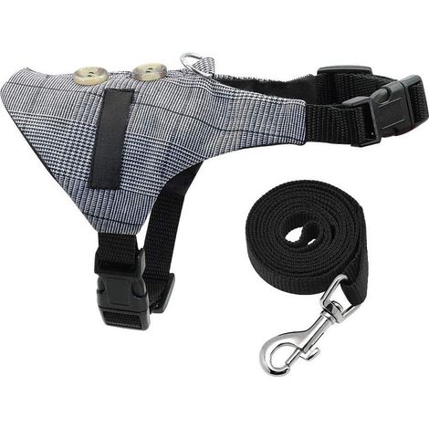 Harnais et laisse réglables pour lapin, petit animal, ensemble de promenade pour rongeurs, chats et hamsters, taille M gris, confortable et sécurisé (1/5)