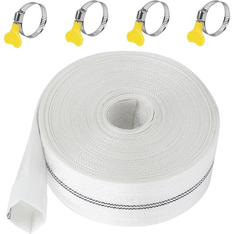 Tuyau Refoulement Plat, 20 m Ø 32mm Tuyau Plat Flexible en Tissu, 1 1/4 Pouce Tuyau Arrosage avec 4 Clips, Tuyaux de Vidange pour Pompes Submersibles, Pompes à Eau Sale, Irrigation de Jardin (1/5)