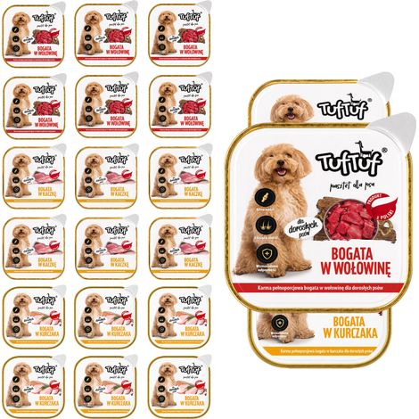 Cibo umido per cani TufTuf, mix di gusti, alupak 18x300g paté (1/4)