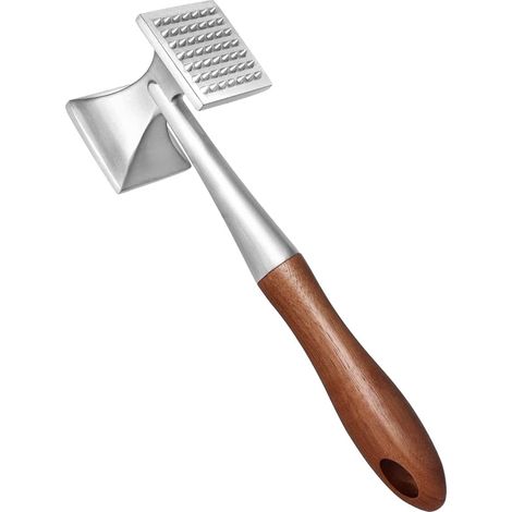 Fleischklopfer, robuster Fleischklopfer, Steakhammer mit Holzgriff und lebensmittelechter Zinklegierung, 2-in-1 Fleischklopfer (1/5)