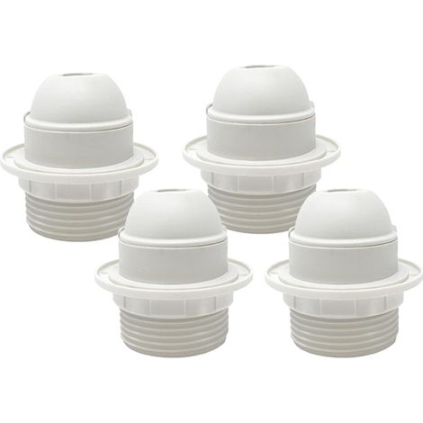 Douille E27 Blanche - Lot de 4 - Porcelaine M10x1 - Fixation Abat-jour Sécurisée - Rénovation Luminaire Intérieur - Blanc Standard