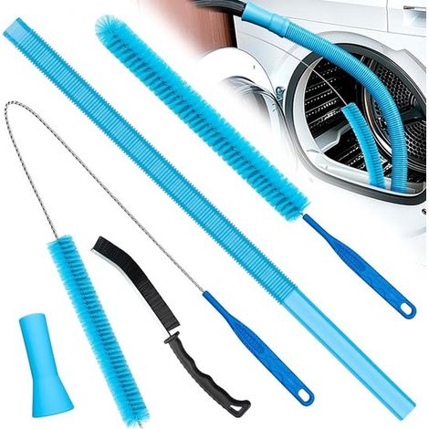 Ensemble de 5 brosses de nettoyage pour lave-linge, brosse flexible pour conduit d'évacuation, kit de nettoyage pour conduit de sèche-linge, brosse de nettoyage pour tuyaux, nettoyage pour lave-linge (1/5)