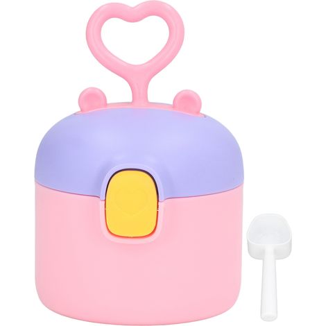 Boîte de Conservation pour Lait en Poudre 250ml Portable, Design avec Cuillère et Niveau, Joint en Silicone Alimentaire, Rose pour Bébé (1/5)